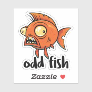 Odd Fish Quirky Funny Orange Goldfish Cartoon