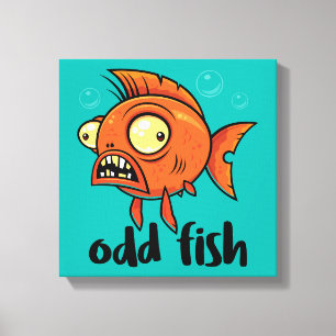 Odd Fish Quirky Funny Orange Goldfish Cartoon Canvas Print