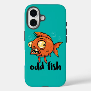 Odd Fish Quirky Funny Orange Goldfish Cartoon iPhone 16 Case