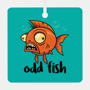 Odd Fish Quirky Funny Orange Goldfish Cartoon Metal Tree Decoration