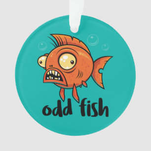 Odd Fish Quirky Funny Orange Goldfish Cartoon Ornament