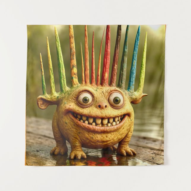 Odd Friends – Rainbow Spikes Monster Canvas Tapestry (Front)