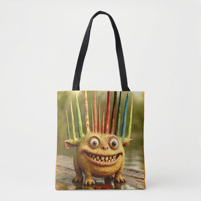 Odd Friends – Rainbow Spikes Monster Canvas Tote Bag (Front)