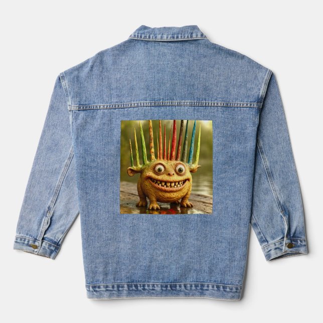 Odd Friends – Rainbow Spikes Monster Poster Denim Jacket (Back)