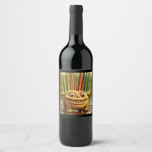 Odd Friends – Rainbow Spikes Monster Poster Wine Label