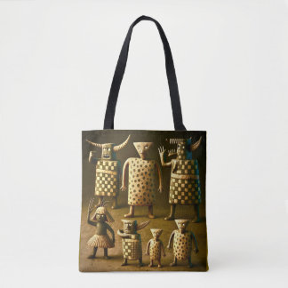 Odd Friends – Tribal Chequered & Dots Poster Tote Bag