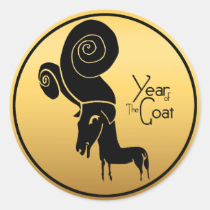 Odd Gold Ram Goat Chinese Year Zodiac Round Stick Classic Round Sticker
