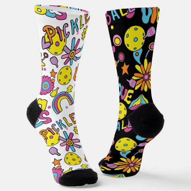 Odd 🤪, groovy, 90s, for cool pickleballer :) socks (Angled)