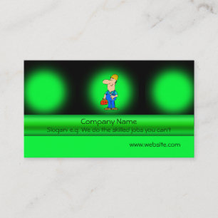 Odd-job mechanic on green metallic-effect business card