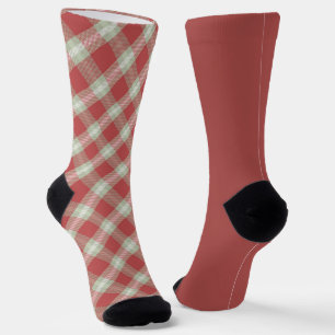 Odd Socks Warm Red Green Vintage Christmas Plaid