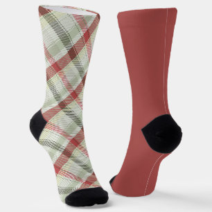 Odd Socks Warm Red Green Vintage Christmas Plaid