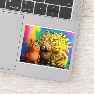 OddFriends – Colorful Fantasy Creature Trio Canvas