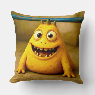 OddFriends – Happy Yellow Monster Poster Cushion
