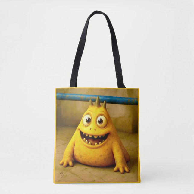 OddFriends – Happy Yellow Monster Poster Tote Bag (Front)