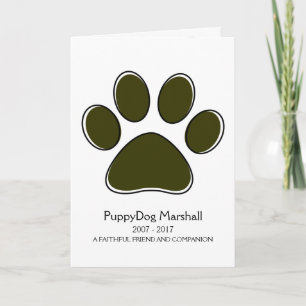 oddRex paw pet loss memorial card