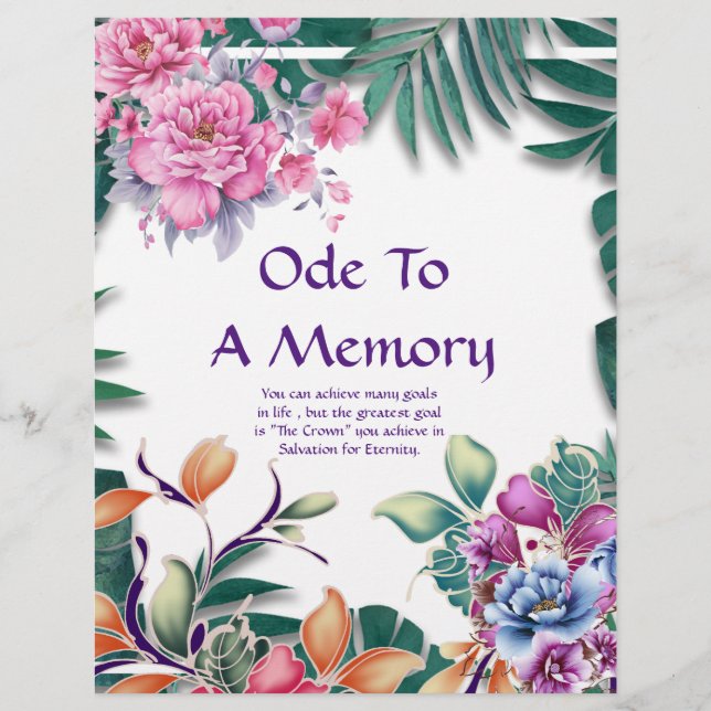 Ode to A Memory Poetry Personalised Paper (Front)