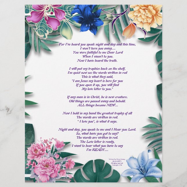Ode to a Memory Writings Personalised Paper (Front)