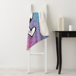 Ode to Love Cat Sherpa Blanket - Adiela Akoo