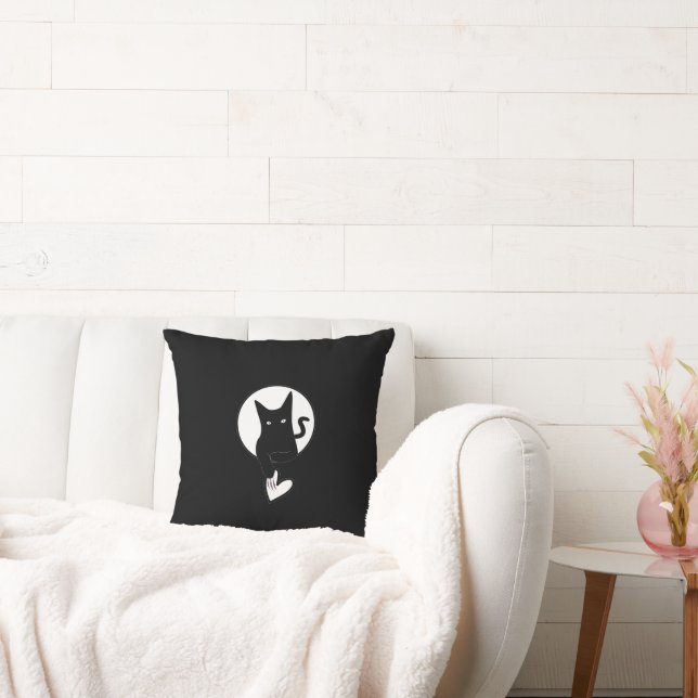 Ode to Love Cat Throw Pillow by Adiela Akoo (Couch)