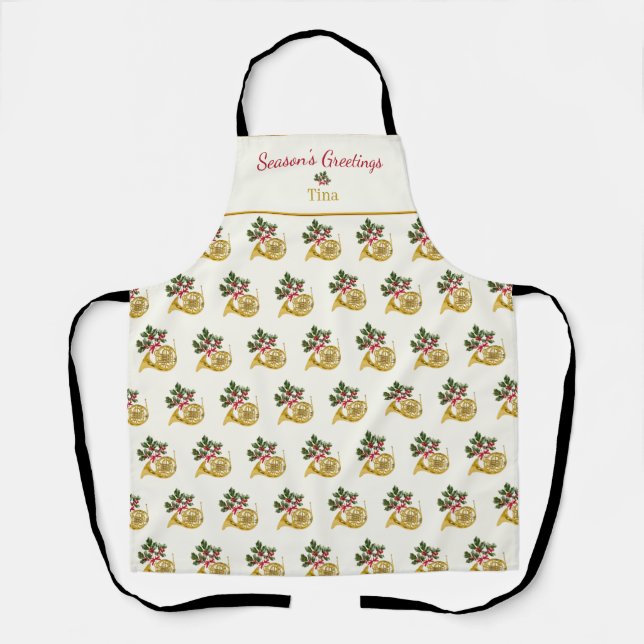 Ode to Nutcracker French Horn Ivory Accent Apron (Front)