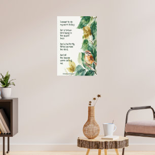 Ode to Spring Poem with Brown Bird Wren  Poster