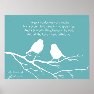 Ode to Spring Poem with Little Bird Silhouette Poster
