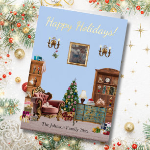 Ode to The Nutcracker Ballet Blue Foil Greeting Card