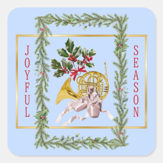 Ode to The Nutcracker Ballet Blue Garland Square Sticker (Front)