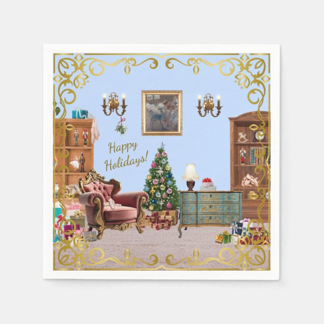 Ode to The Nutcracker Ballet Blue Napkin (Front)