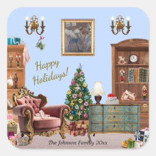 Ode to The Nutcracker Ballet Blue Square Sticker