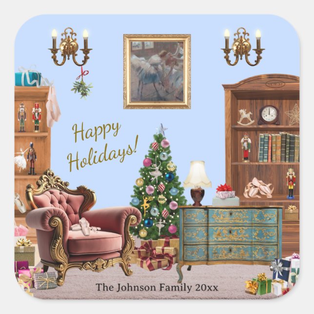 Ode to The Nutcracker Ballet Blue Square Sticker (Front)