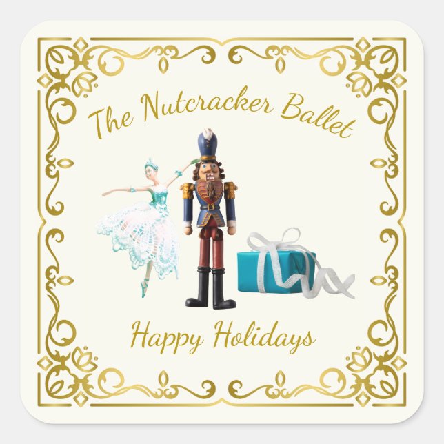 Ode to The Nutcracker Ballet Blue Square Sticker (Front)