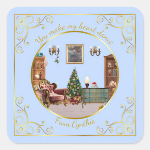 Ode to The Nutcracker Ballet Blue Tile Square Sticker
