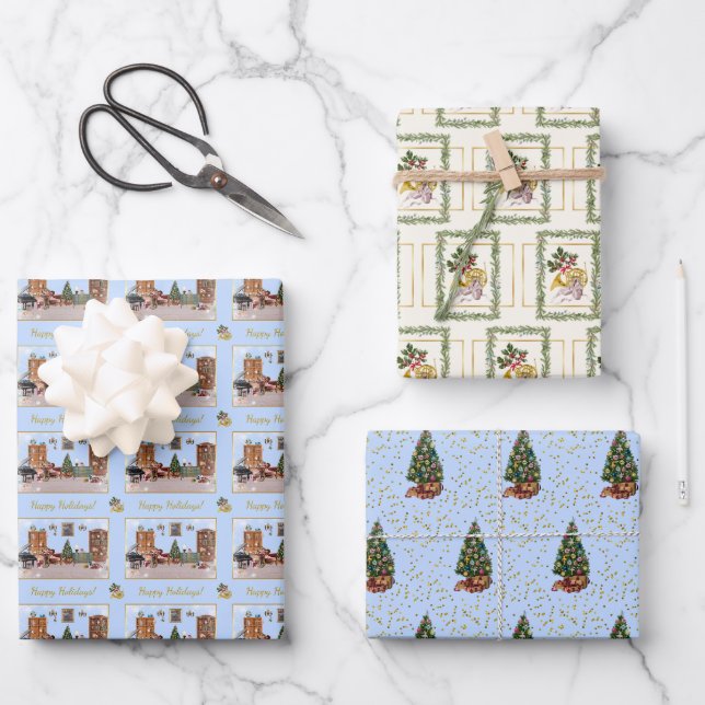 Ode to The Nutcracker Ballet Blue Wrapping Paper Sheet (Front)