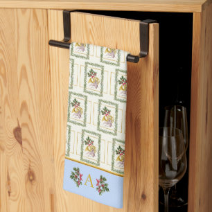 Ode to The Nutcracker Ballet Garland Blue Accent Tea Towel