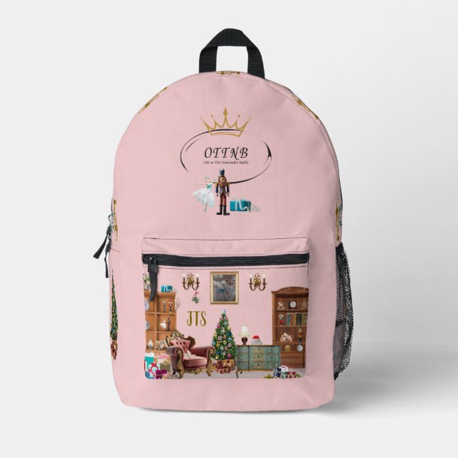 Ode to The Nutcracker Ballet Pink Printed Backpack (Front)