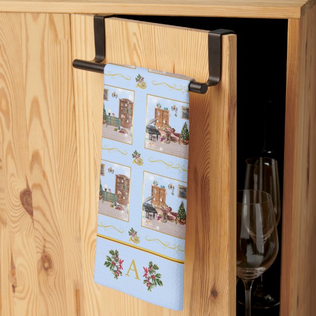 Ode to The Nutcracker Blue Scene Blue Accent Tea Towel (Thirds Fold)