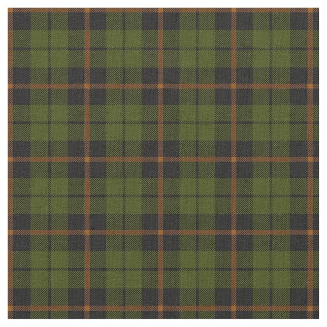 odee army green orange stripe plaid print2 fabric (Close Up)
