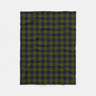 Odee army green plaid black blue stripe fleece blanket
