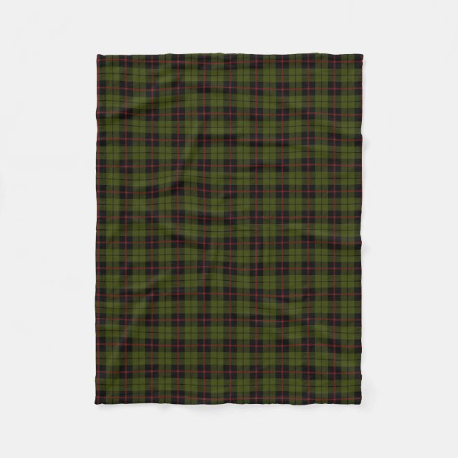 Odee army green plaid black red stripe fleece blanket (Front)