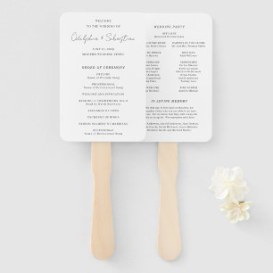 Odelphia Modern Script Elegant Wedding Program Hand Fan