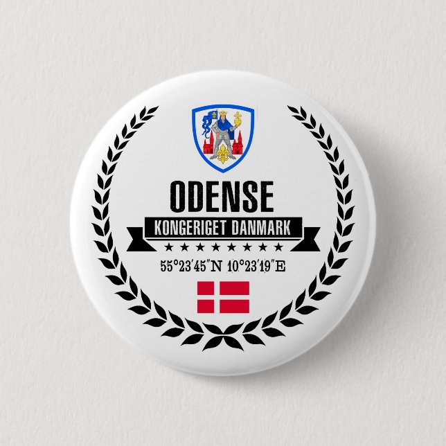 Odense 6 Cm Round Badge (Front)