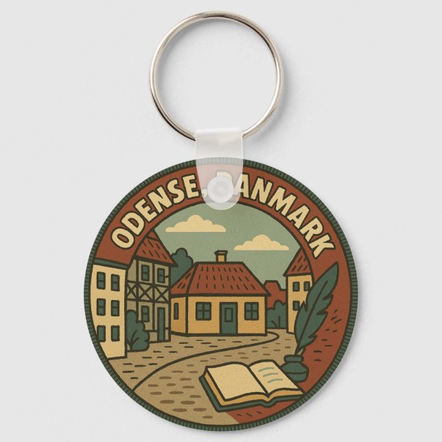 Odense Denmark Literary Key Ring (Front)