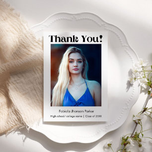 %odern Script graduation thank you message Card