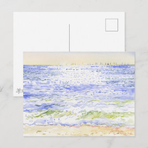 Odesa Morning Sea Watercolor with Sailboats Postcard