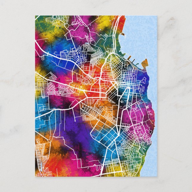 Odesa Ukraine City Map Postcard (Front)