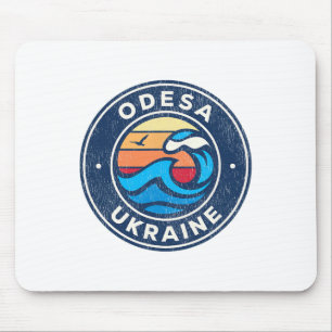 Odesa Ukraine Vintage Nautical Waves Design Mouse Pad