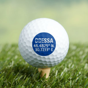 Odessa Ukraine Latitude & Longitude Distressed Golf Balls