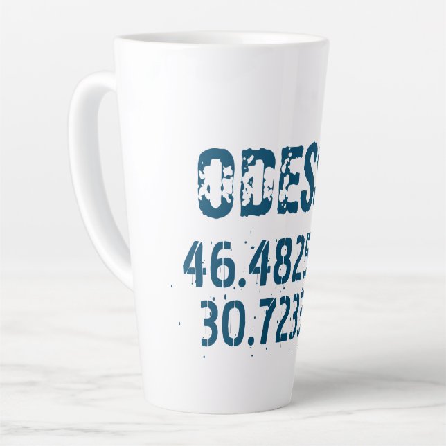 Odessa Ukraine Latitude & Longitude Distressed  Latte Mug (Left Angle)
