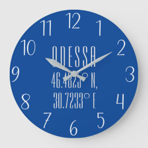 Odessa Ukraine Latitude & Longitude  Large Clock